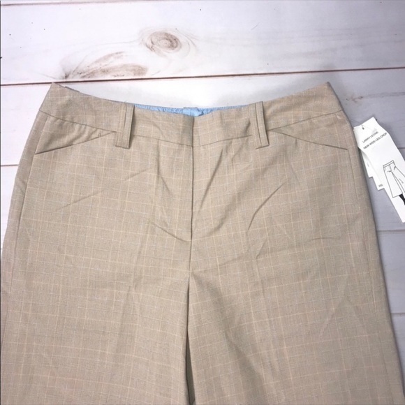 New Larry‎ Levine 12 tan plaid high rise wide leg cropped gaucho pants - Picture 4 of 9